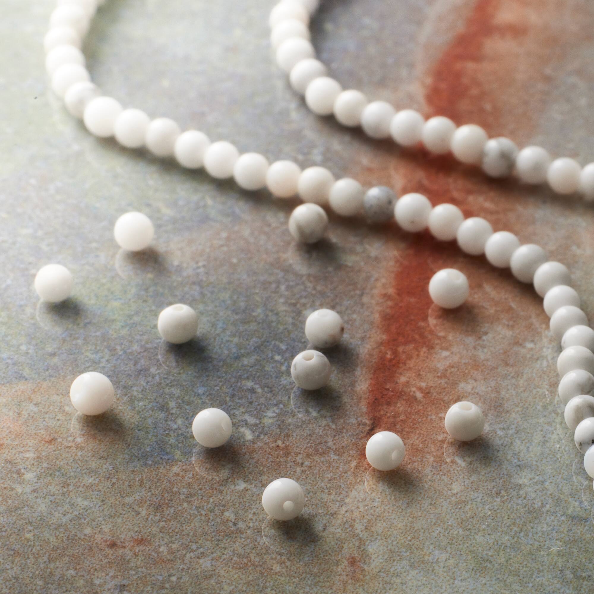 White Howlite Round Beads, 2mm by Bead Landing™